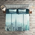 thumbnail image 2 of Ambesonne New York Quilted Coverlet 3 Pcs, Urban Modern City, King Size, Sky Blue, 2 of 2