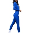 thumbnail image 2 of SEARCHI Women Sport Jumpsuits Ribbed Square Neck -Piece Workout Sets Gym Outfits Leggings Sexy Long Sleeve Yoga Jumpsuits, 2 of 7
