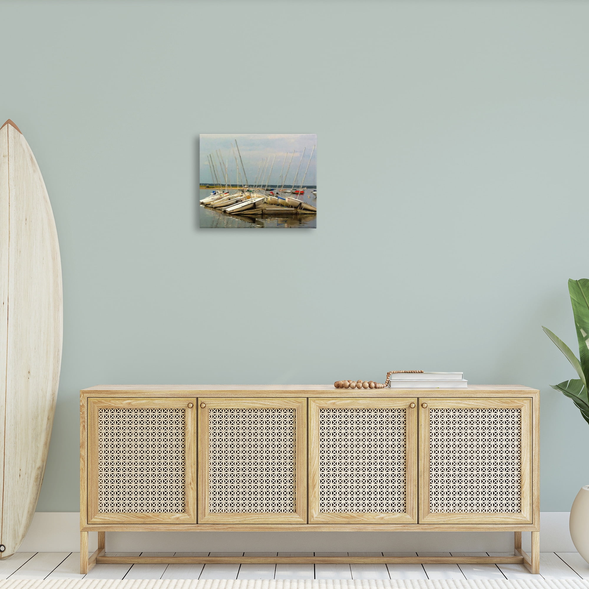 Stupell Industries Maritime Docked Boats Transportation Painting Gallery Wrapped Canvas Art Print Wall Art, 20 x 16