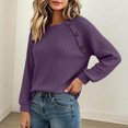 thumbnail image 6 of Xdegoge Womens Crewneck Ribbed Sweater Long Sleeve Pullover Tops with Button Shoulder Details Casual Fall Winter Knit Elegant Basic Fitted Knitwear, 6 of 7