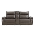 thumbnail image 3 of Lexicon Maroni 93.5" Contemporary Leather Double Reclining Loveseat in Brown, 3 of 8