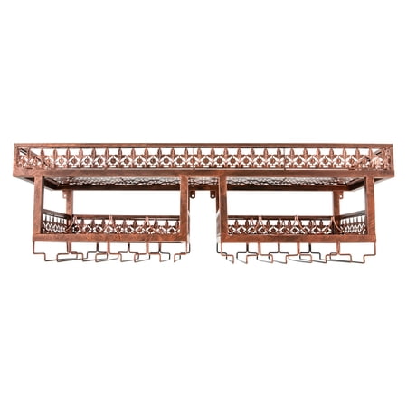 Wall Mounted Wine Rack Inrial 3-Tier Wall Mount Wine Rack Bar Kitchen Dining Wine Storage About 8 Bottles 24 Glasses Bronze Cabinet for Home Restaurant Pantry