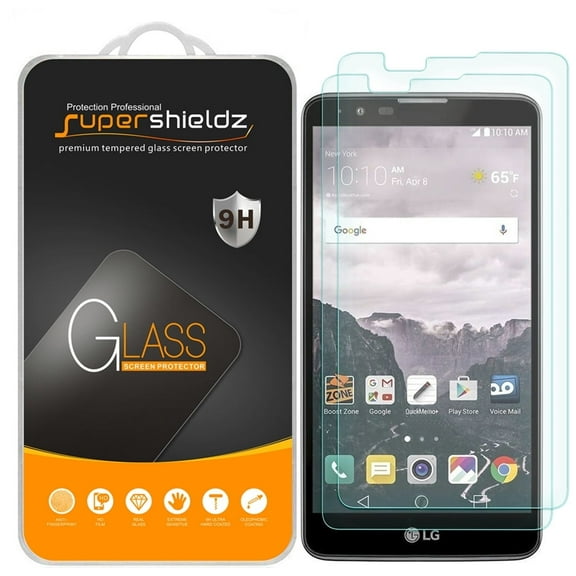[2-Pack] Supershieldz for LG Stylo 2 Tempered Glass Screen Protector, Anti-Scratch, Anti-Fingerprint, Bubble Free