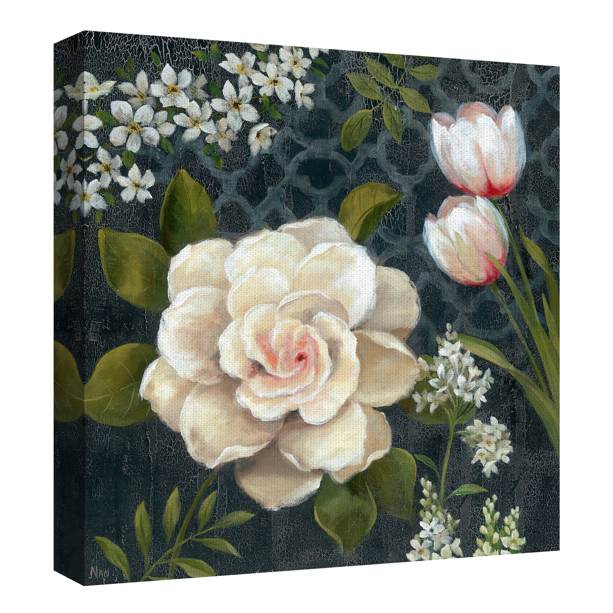 Masterpiece Art Gallery Midnight Garden I Flower Assortment by Nan Canvas Art Print 30" x 30"