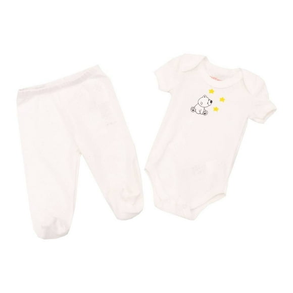 Conjunto Baby Creysi Unisex 6 M Cuello Redondo Estampado Oso Polar Blanco 2 Piezas