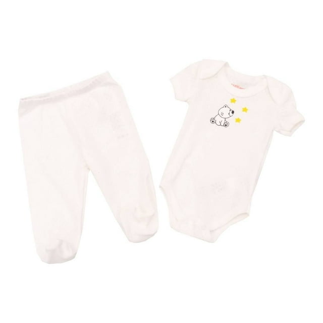 Conjunto Baby Creysi Unisex 3 M Cuello Redondo Estampado Oso Polar Blanco 2 Piezas
