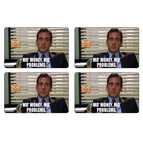 FLINT- Michael Scott Meme Sticker (4-Pack) | The Office 'Mo' Money' Funny Card Skin