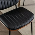 thumbnail image 6 of Dining Chairs Set of 2, Mid-Century Modern Upholstered PU Leather Chairs with Bentwood Back and Cushion, Accent Side Chairs with Metal Legs, for Kitchen, Dining Room, Black, 6 of 8