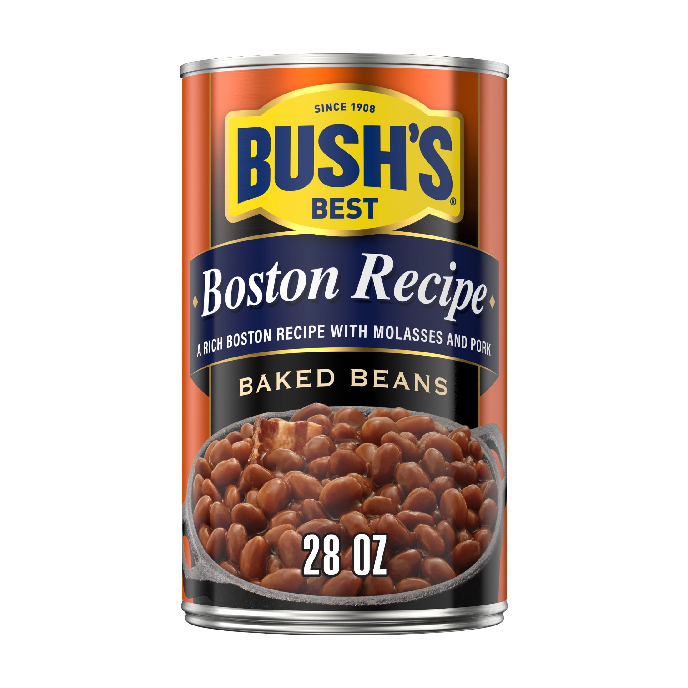 (12 pack) Bush's Boston Recipe Baked Beans, Canned Beans, 28 oz Can