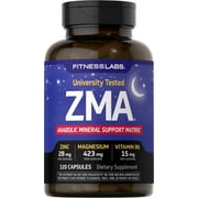 ZMA Supplement | 120 Capsules | with Zinc, Magnesium and Vitamin B6 | Non-GMO, Gluten Free | by Fitness Labs