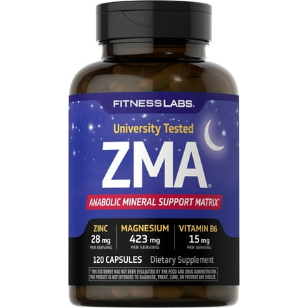 ZMA Supplement | 120 Capsules | with Zinc, Magnesium and Vitamin B6 for Men and Women | by Fitness Labs