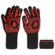 thumbnail image 1 of 1-Par de Guantes para Barbacoa, Resistentes al Calor hasta 1472°F, Guantes Antideslizantes para Horno, con Bolsa de Almacenamiento [Patrón de Llama Media, Rojo], 1 of 6