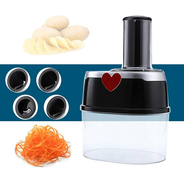 Fetcoi, Electric Rotary Food Chopper Grater Vegetable Processor Slicer with  4 Stainless Steel Blades 