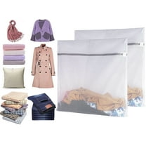 GIXUSIL 2 Pcs Large 24*24 in Heavy Duty Mesh Laundry Bags, Durable Delicates Net Wash BagTravel Organization Washing Bag White