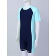thumbnail image 5 of iiniim Girls One Piece Surfing Wetsuit Zip Front Shorts Swimsuit UV Sun Protection Rash Guard Swimwear Navy Blue&Sky Blue 14, 5 of 8