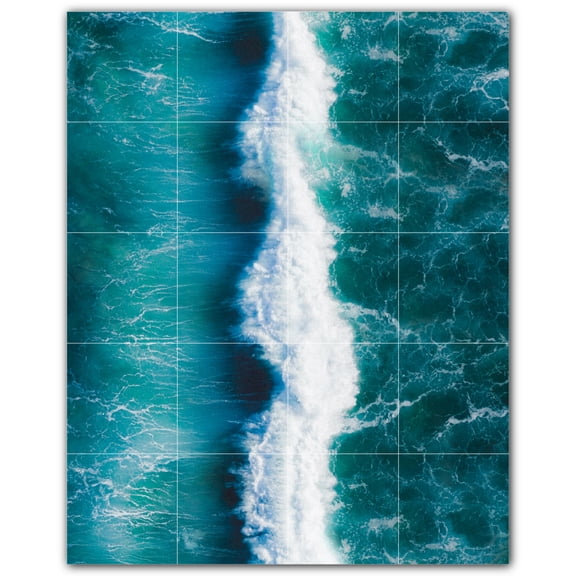 Picture-Tiles.com: Waves Ceramic Tile Wall Mural WAL501169-45XL. 48"W x 60"H using (20) 12" x 12" Ceramic Tiles-Satin Finish