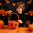 thumbnail image 3 of Halloween Candy Basket Pumpkin Woven 10.6x6.7x6.7in with Bow Handle Portable for Kids Trick or Treat Collection by OVFUIZ, 3 of 9