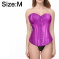 thumbnail image 2 of Corsé hasta cintura deshuesada Cincher Bustier Top Túnica sexy con botones delanteros - Púrpura, 2 of 5