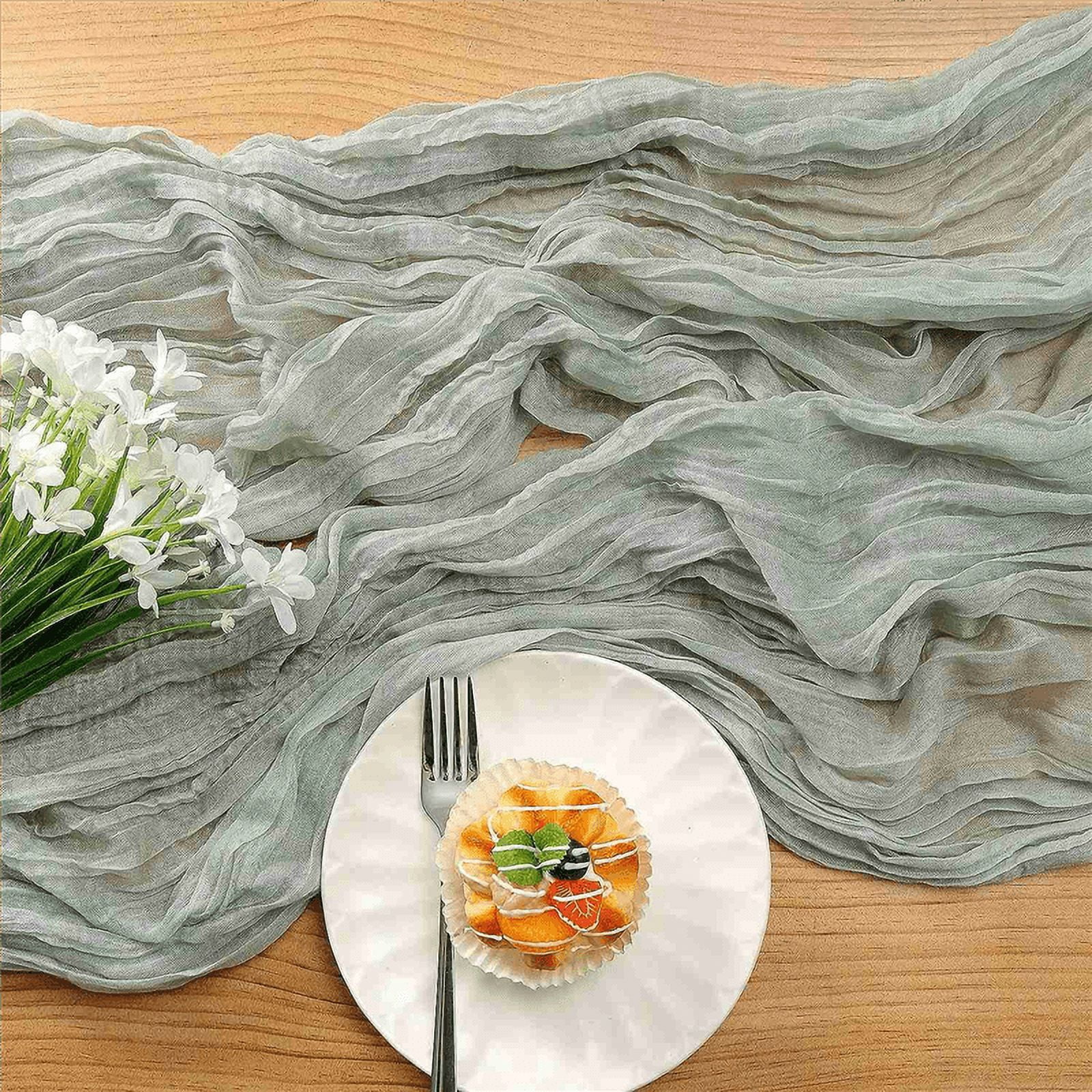Cheesecloth Table Runner Boho Gauze Cheese Cloth Table Runner Rustic Sheer Runner Long for Wedding Green 4Pcs,4 x Table Runner,Green