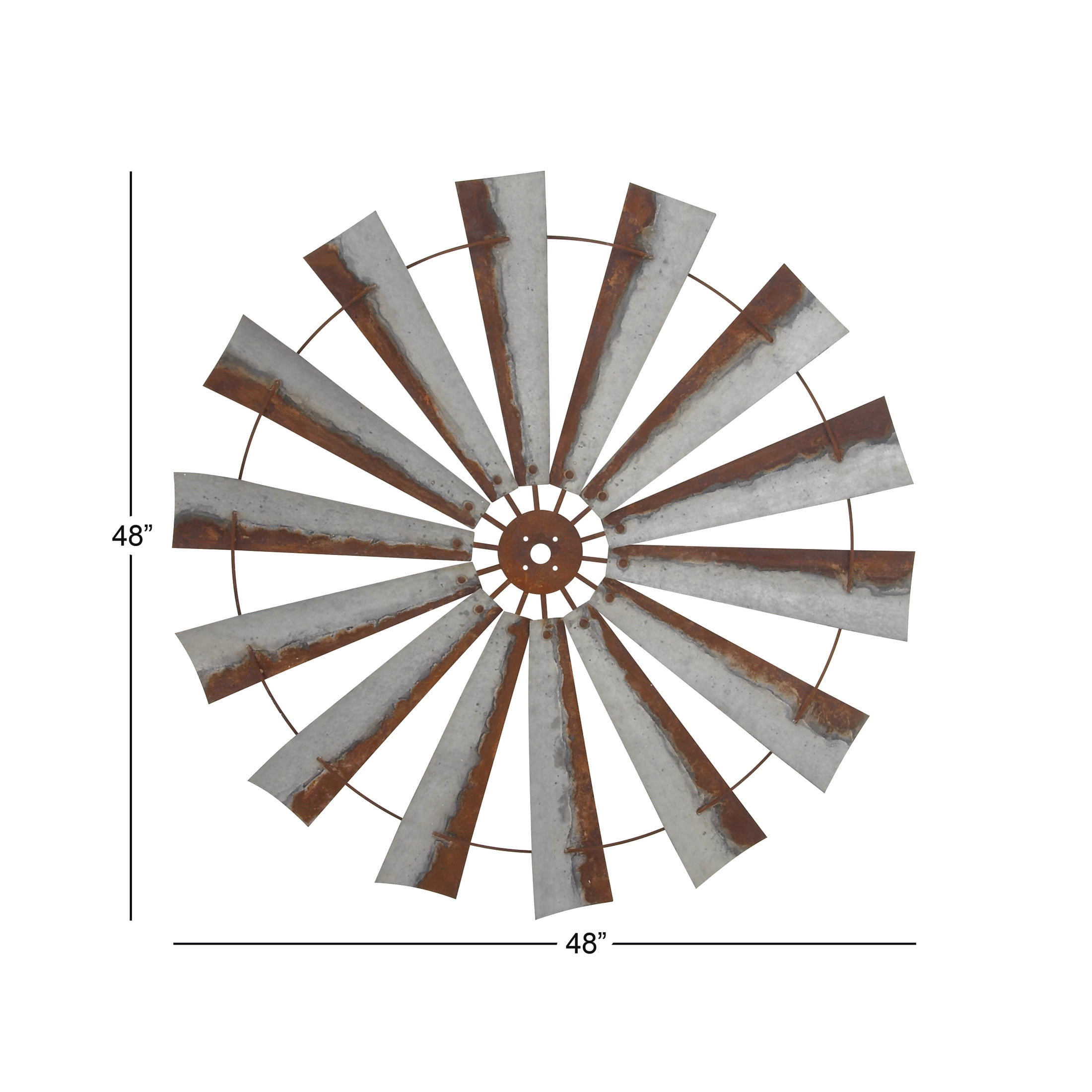 DecMode Gray Metal Indoor Outdoor Windmill Wall Decor