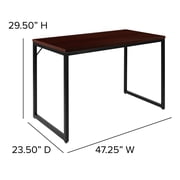 Flash Furniture Tiverton Industrial Modern Desk - مكتب الصف التجاري مكتب الكمبيوتر ومكتب المنزل - 47 Long (Mahogany / Black)