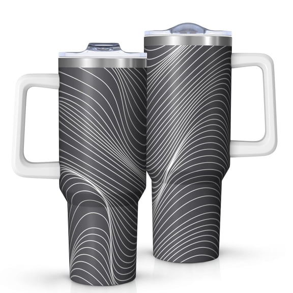 40oz Tumbler with Handle and Straw, Vacuum Insulated Stainless Steel Travel Mug, Fits Car Cup Holder, Abstract Colorful Print