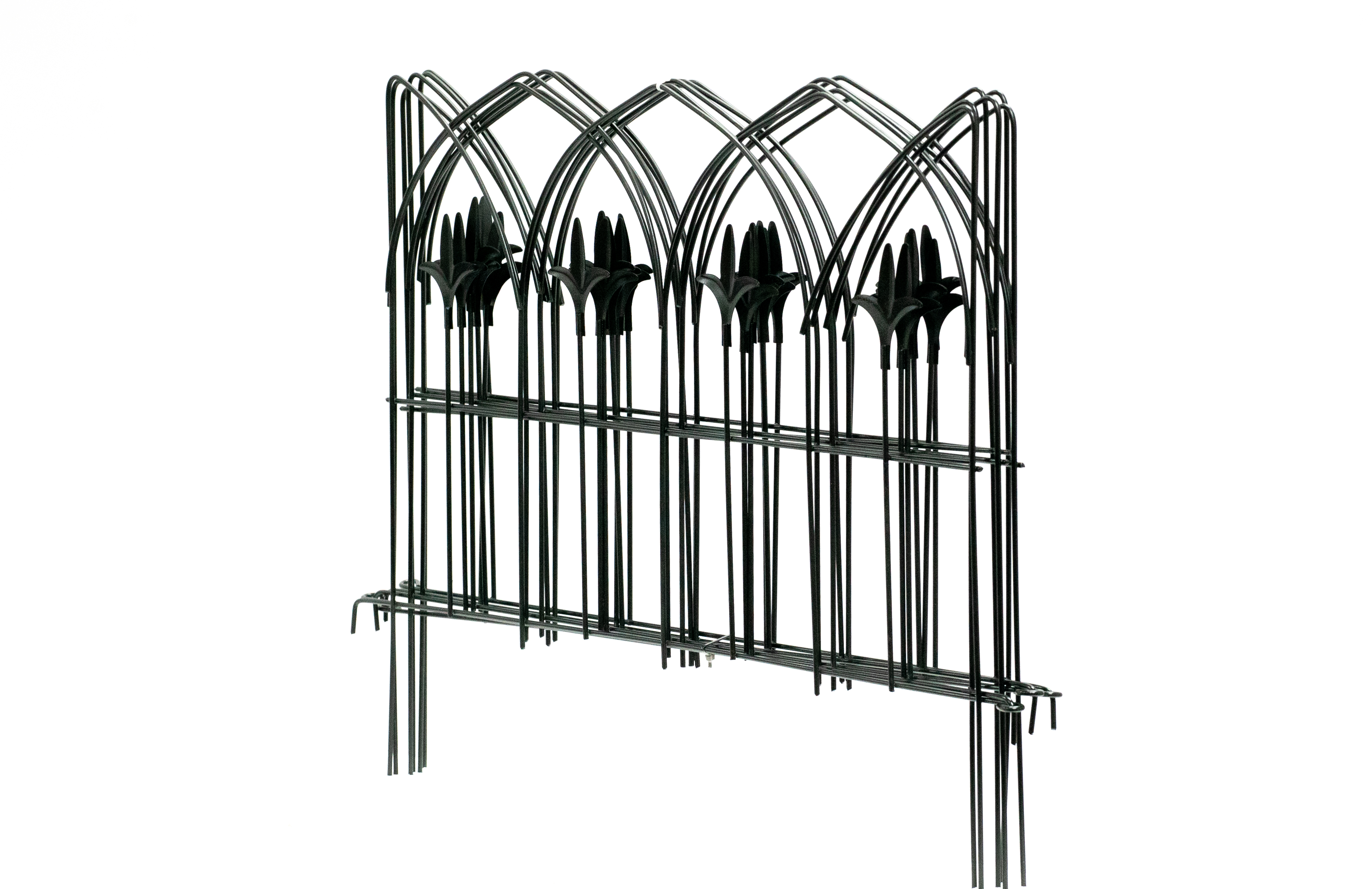 Glamos Wire 19 inch Picket Top Finial Panel Fence Metal Decorative Garden Border 5 Pack Covers Up To 10 feet