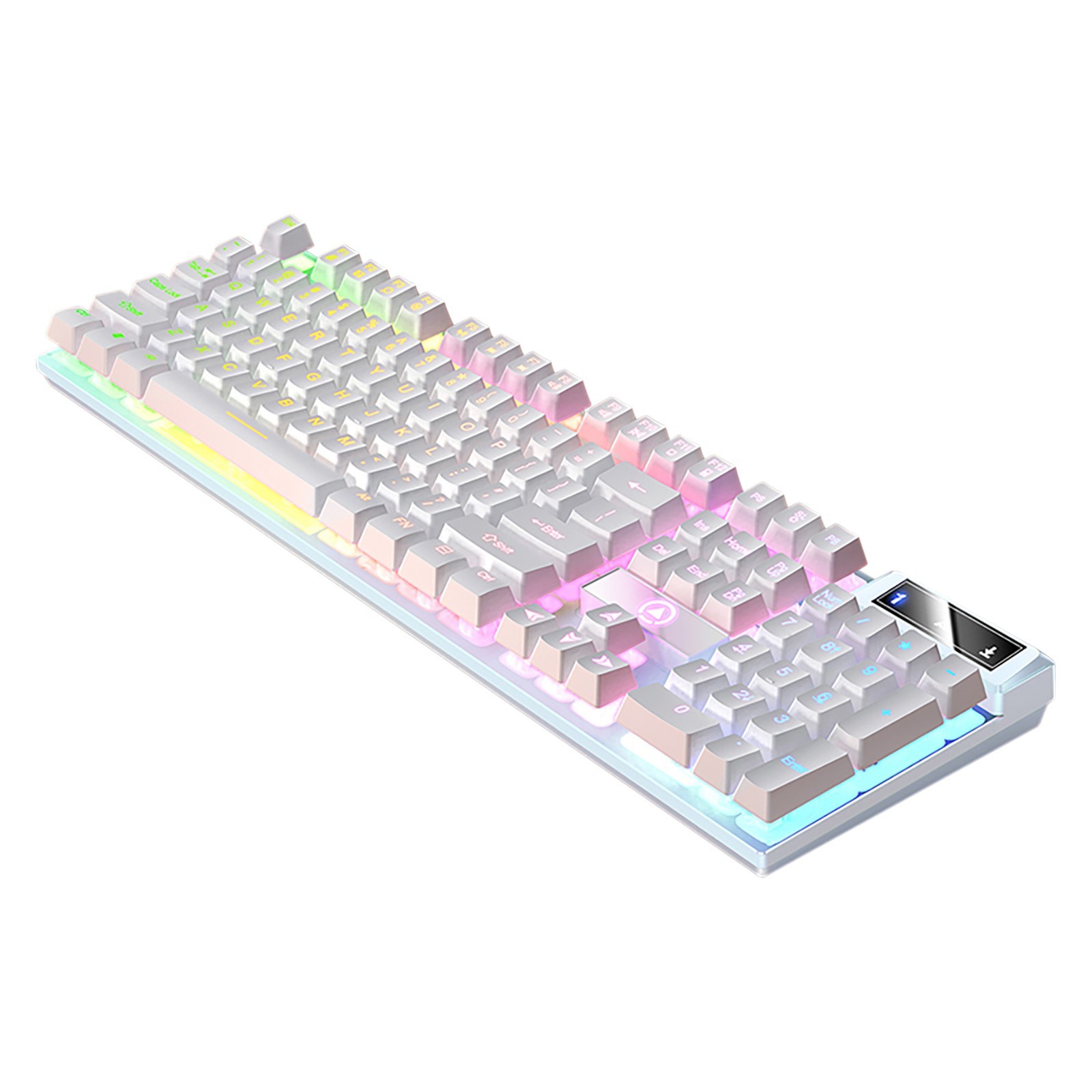 WRKEKC Keyboard Gaming Keyboard USB Wired Floating Keyboard, Ergonomic Water-Mechanical Feeling Keyboard, Ultra-Slim LED Backlit Keyboard for Desktop, Compute White