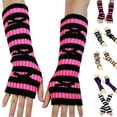 thumbnail image 4 of Chuancc Women's Long Fingerless Gloves - Warm Windproof Y2k Heart Print Knit Arm Sleeves Fingerless Mittens Hot Pink One Size, 4 of 5