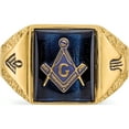 thumbnail image 4 of 10K Yellow Gold Men's Polished, Antiqued And Textured With Imitation Blue Spinel Masonic Ringsize 10 (Width 3 To 13) - Jbsp, 4 of 5