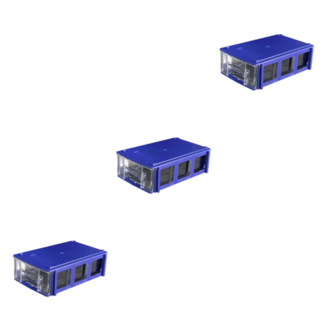 Scienceny Cajas de almacenamiento transparentes apilables de plástico para cajones de hardware y contenedores de gabinete organizador azul Type1 NO1