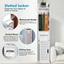 Encounter,31.5x6.1x5.9in Bathroom Cabinet Floor Standing Storage Cabinet Modern Corner Furniture (White)