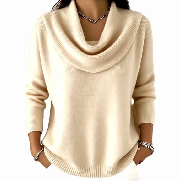 Lnmiateer Women Lightweight Cowl Neck Knit Pullover Sweater 2026 Fall Winter Long Sleeve Loose Basic Casual Design Daily Weekend Going Out Outfit