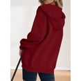 thumbnail image 6 of Women'S Full Zip Up Fleece Hoodie Soft Winter Jacket Casual Oversized Sweatshirt with Button Front Wine Red XXXL, 6 of 7