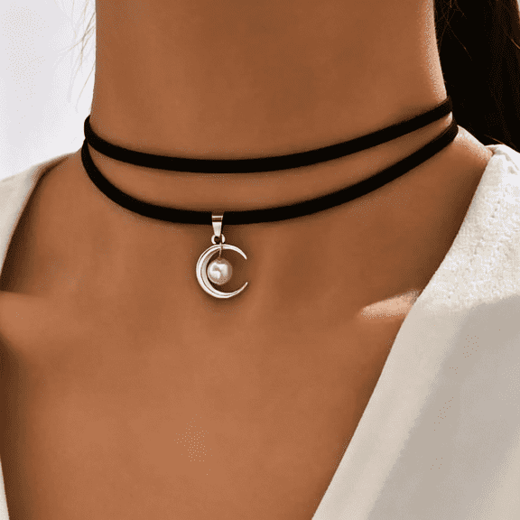 DESIGNICE Black Necklaces for Women, Adjustable Layered Velvet Leather Lace Collar Necklace, Goth Jewelry Gifts.