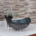 thumbnail image 4 of Elite  Pacific Whale+F22T Pattern Tempered Glass Bathroom Vessel Sink and Waterfall Faucet Combo, 4 of 5