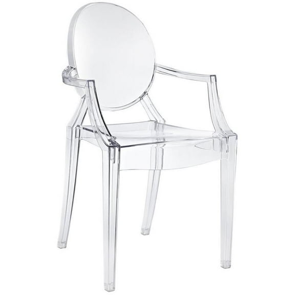 Hawthorne Collections 18.5" Modern Plastic Dining Arm Chair in Clear