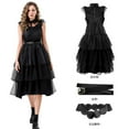 thumbnail image 4 of Classic Black Gothic Tunic Adams Black Dress – Elegant Victorian-Style Costume Family Prom Dress, 4 of 9