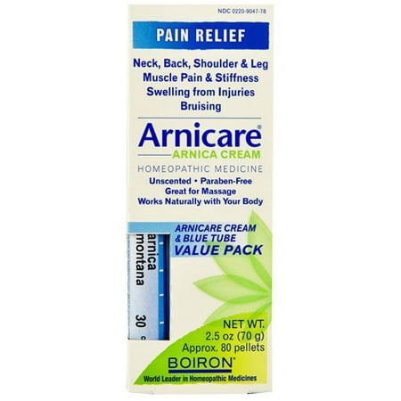 - Boiron Arnicare Pain Relief Cream, 2.5 Oz, Value Pack with Arnica montana 30C Tube