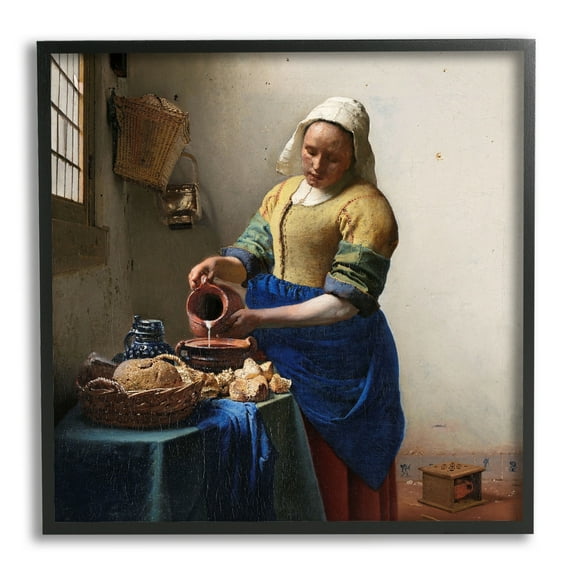 Stupell Industries The Kitchen Maid Johannes Vermeer Classical Painting Painting Black Framed Art Print Wall Art, Design by one1000paintings