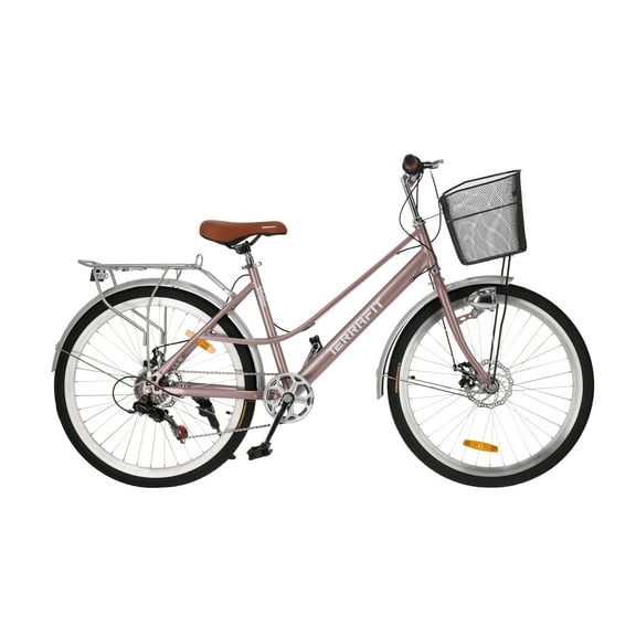 Bicicleta Urbana Para Mujer De Paseo R 26 TERRAFIT Vintage Venice Tf Rosa Dorado