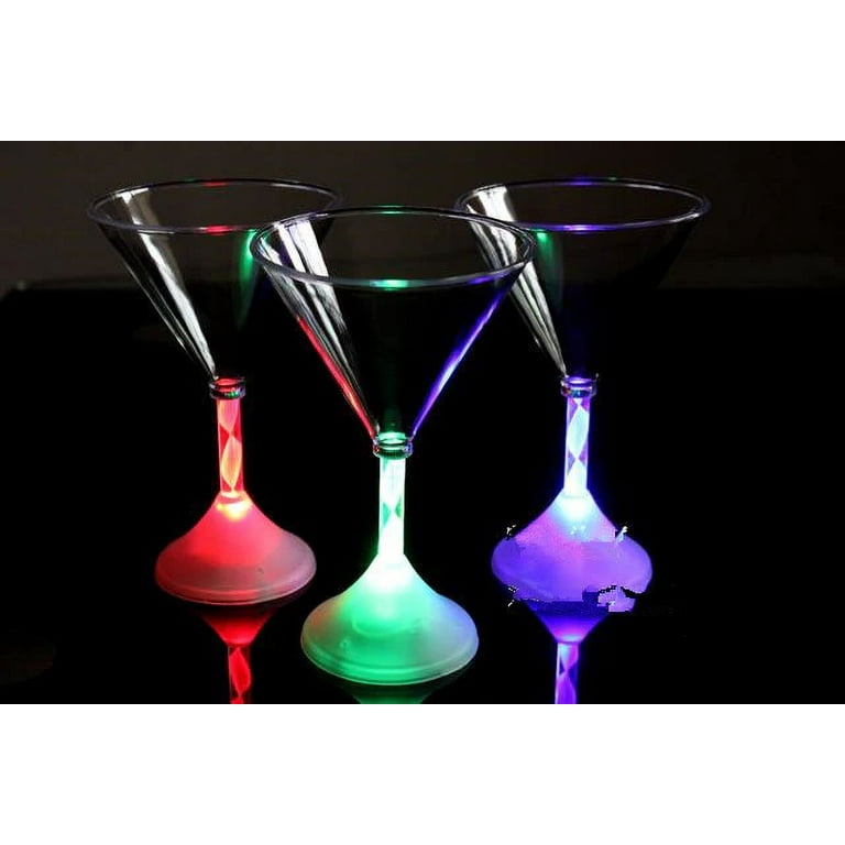 Wholesale Light Up LED Flashing Martini Glasses Bulk Cocktail Glass 8OZ 48PC