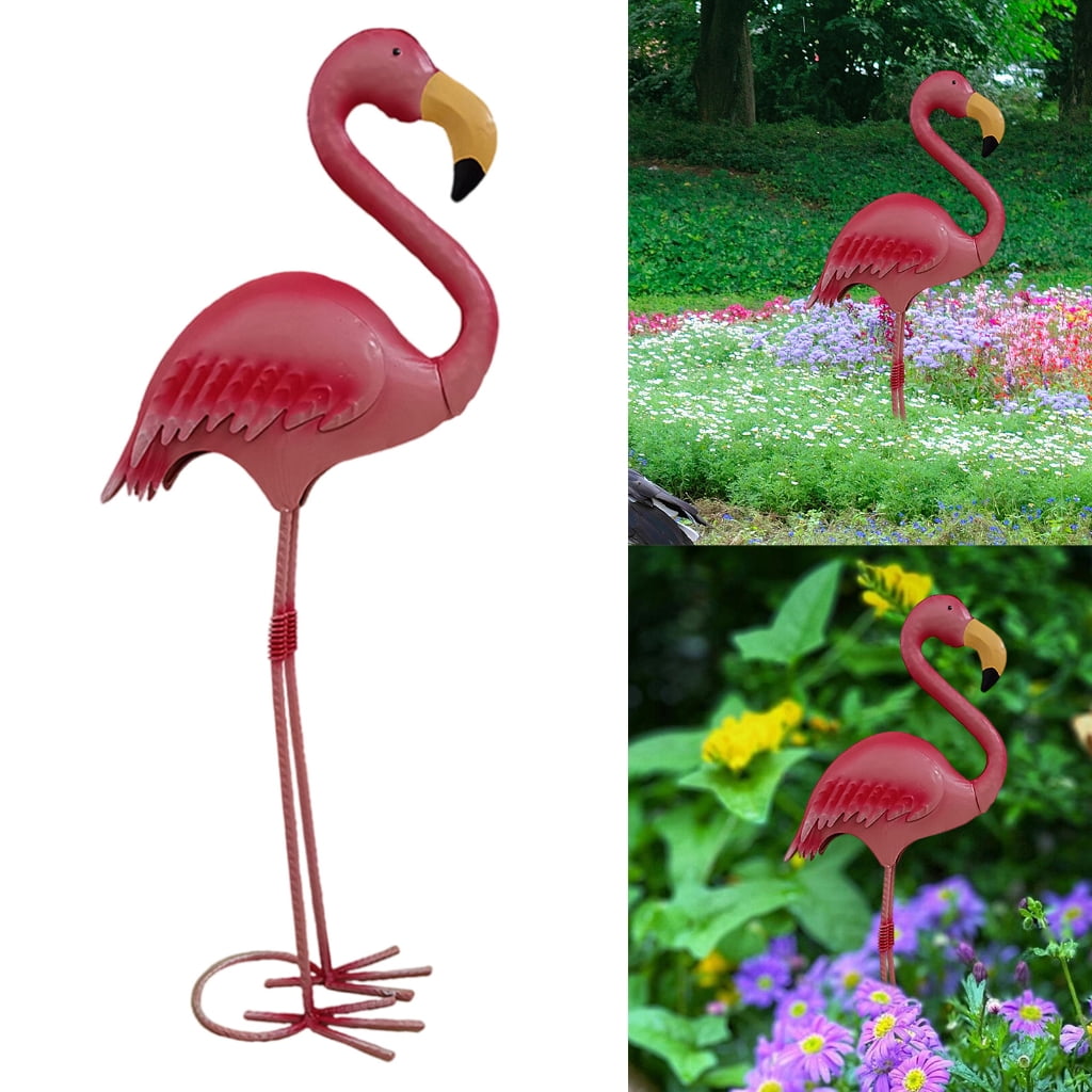 SDFGTstore Elegant Iron Flamingo Sculpture Statue For Outdoor Garden Yard Art Decoration