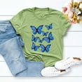 thumbnail image 1 of Hauts d'Été Grande Taille pour Femmes, Mode Décontractée, Imprimé Papillon, Manches Courtes, Col Rond, Hauts Graphiques Originaux, T-Shirt Col en V pour Femmes en Liquidation, 1 of 3
