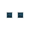 thumbnail image 3 of 1.5 Ct Princess Cut Studs Natural London Blue Topaz 18K White Solid Solid Gold Everyday Dainty Earrings Screw Back, 3 of 7