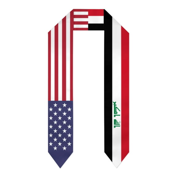 Iraq & USA United States Flag Shawl Sash Stole Graduation Shawls Wraps Scraf For International Study