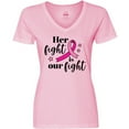 thumbnail image 3 of Inktastic Breast Cancer Awareness Her Fight is our fight Women's V-Neck T-Shirt, 3 of 5