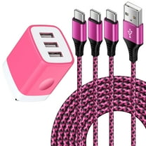 HopePow Three Port Usb Wall Charger Block with 3PACK Usb A to Usb C Cable 6ft,Usb C Type C Charger Block Fast Charging Multi Port Adapter Plug Cube Brick High Speed Phone Android Charger Cord Type C