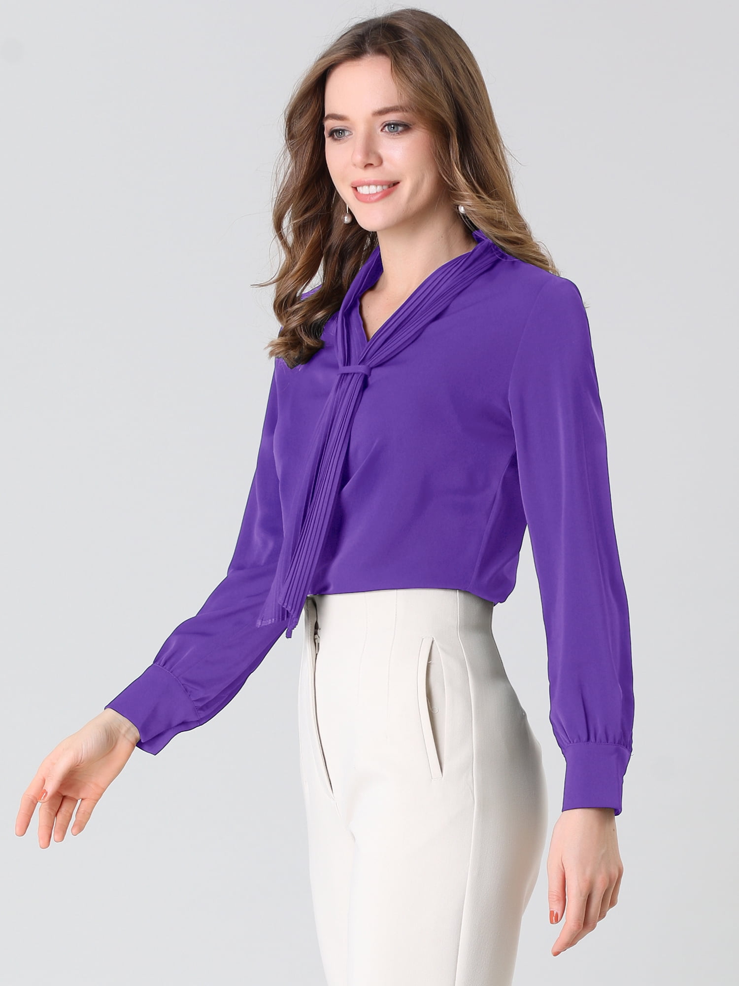 DARING DIVA Work Office Blouse Pleated Top Shirt 2XL Purple