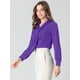 thumbnail image 2 of Blusa Elegante de Oficina Allegra K para Mujer Camisa Plisada Cuello de Lazo Manga Larga Púrpura S, 2 of 6
